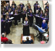 Four pictures of a performance at Quarr Abbey